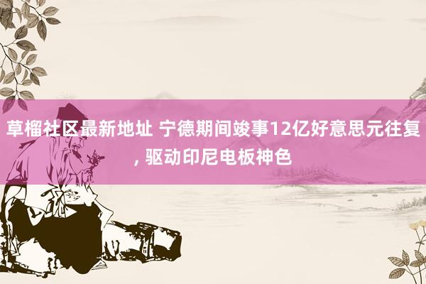 草榴社区最新地址 宁德期间竣事12亿好意思元往复， 驱动印尼电板神色