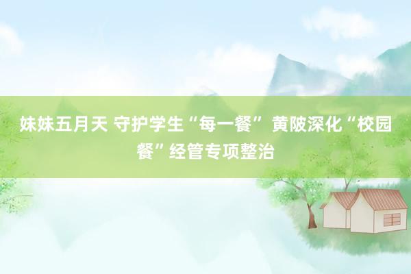 妹妹五月天 守护学生“每一餐” 黄陂深化“校园餐”经管专项整治