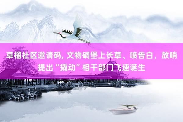 草榴社区邀请码, 文物碉堡上长草、喷告白，放哨提出“撬动”相干部门飞速诞生