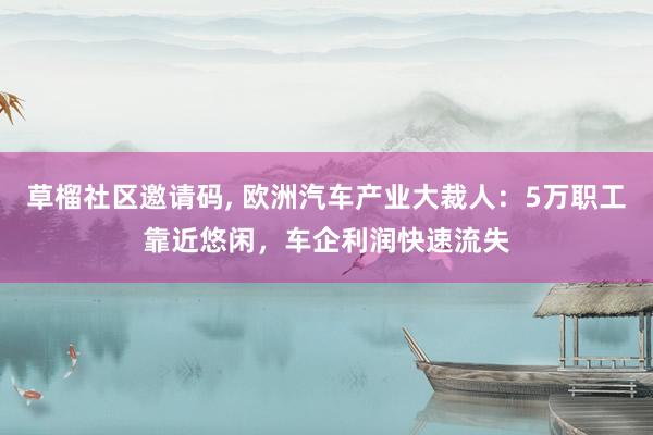 草榴社区邀请码, 欧洲汽车产业大裁人：5万职工靠近悠闲，车企利润快速流失
