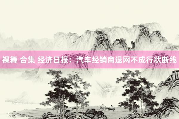 裸舞 合集 经济日报：汽车经销商退网不成行状断线
