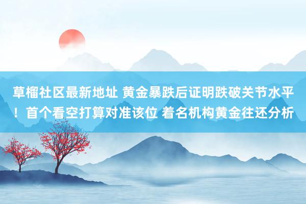 草榴社区最新地址 黄金暴跌后证明跌破关节水平！首个看空打算对准该位 着名机构黄金往还分析