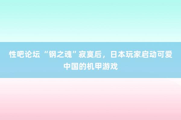 性吧论坛 “钢之魂”寂寞后，日本玩家启动可爱中国的机甲游戏