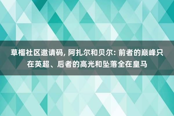 草榴社区邀请码, 阿扎尔和贝尔: 前者的巅峰只在英超、后者的高光和坠落全在皇马