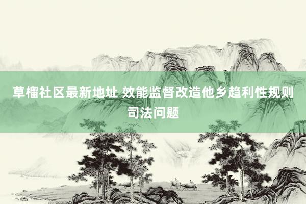 草榴社区最新地址 效能监督改造他乡趋利性规则司法问题