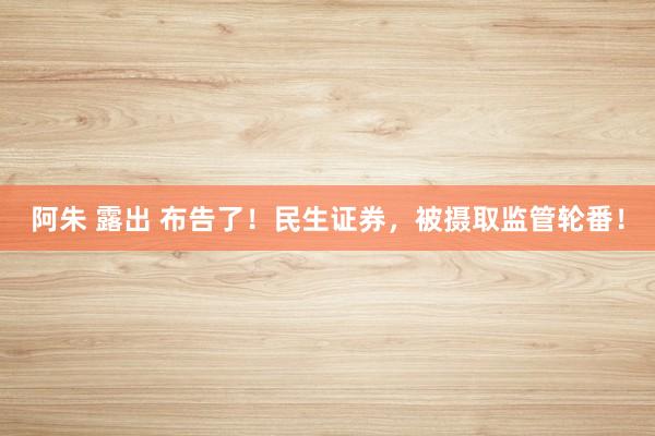 阿朱 露出 布告了！民生证券，被摄取监管轮番！