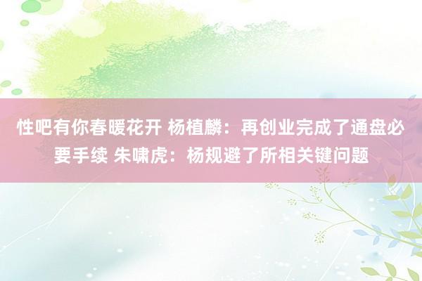性吧有你春暖花开 杨植麟：再创业完成了通盘必要手续 朱啸虎：杨规避了所相关键问题