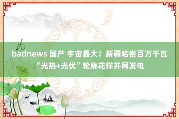 badnews 国产 宇宙最大！新疆哈密百万千瓦“光热+光伏”轮廓花样并网发电