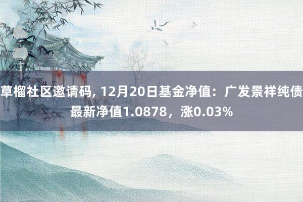 草榴社区邀请码, 12月20日基金净值：广发景祥纯债最新净值1.0878，涨0.03%
