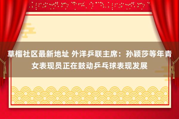 草榴社区最新地址 外洋乒联主席：孙颖莎等年青女表现员正在鼓动乒乓球表现发展