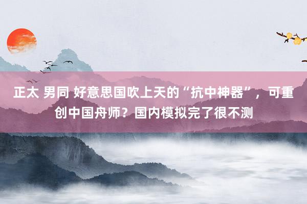 正太 男同 好意思国吹上天的“抗中神器”，可重创中国舟师？国内模拟完了很不测