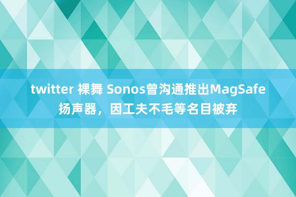 twitter 裸舞 Sonos曾沟通推出MagSafe扬声器，因工夫不毛等名目被弃