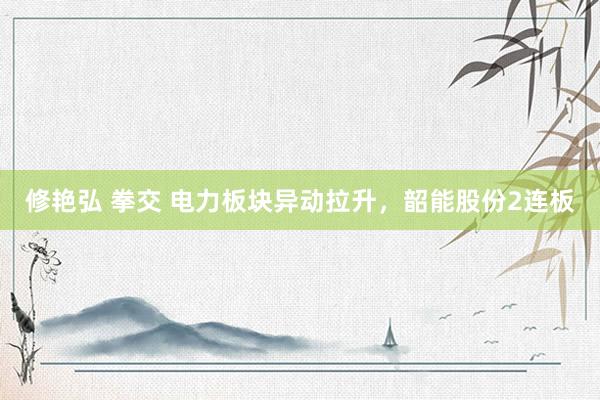 修艳弘 拳交 电力板块异动拉升，韶能股份2连板