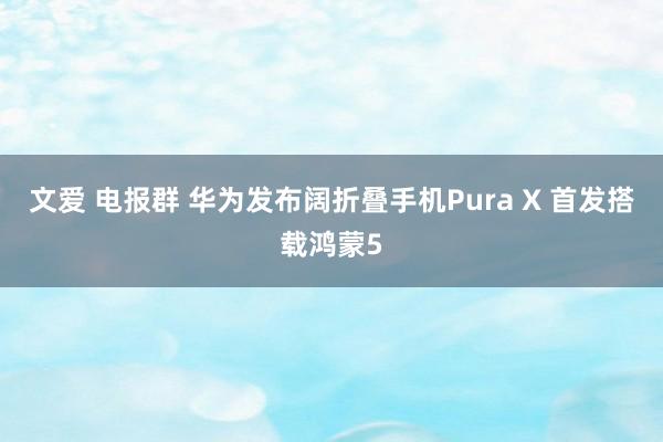 文爱 电报群 华为发布阔折叠手机Pura X 首发搭载鸿蒙5