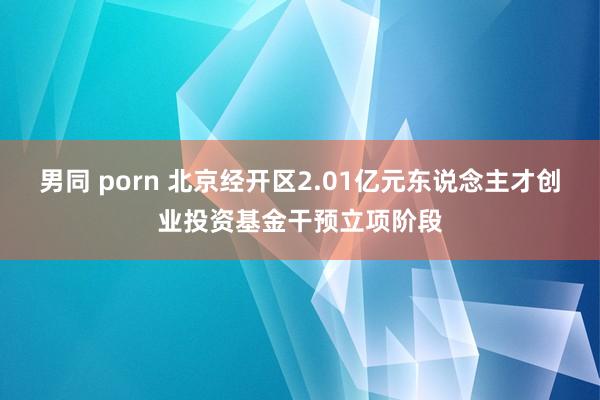 男同 porn 北京经开区2.01亿元东说念主才创业投资基金干预立项阶段