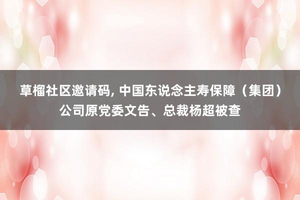 草榴社区邀请码, 中国东说念主寿保障（集团）公司原党委文告、总裁杨超被查