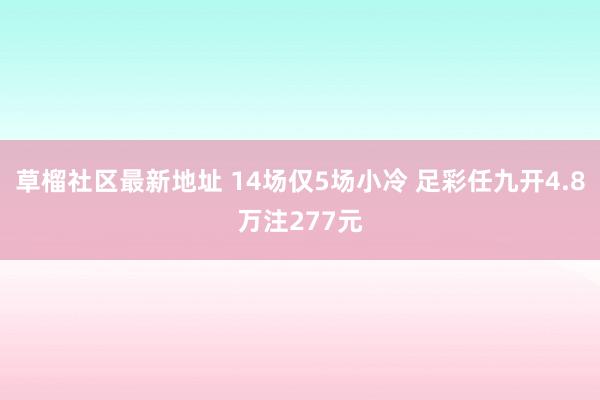 草榴社区最新地址 14场仅5场小冷 足彩任九开4.8万注277元