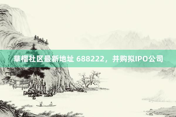 草榴社区最新地址 688222，并购拟IPO公司