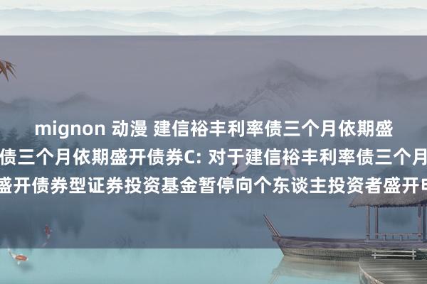 mignon 动漫 建信裕丰利率债三个月依期盛开债券A,建信裕丰利率债三个月依期盛开债券C: 对于建信裕丰利率债三个月依期盛开债券型证券投资基金暂停向个东谈主投资者盛开申购、调度转入及定投业务的公告