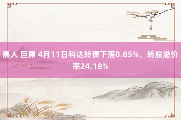 黑人 巨屌 4月11日科达转债下落0.85%，转股溢价率24.18%