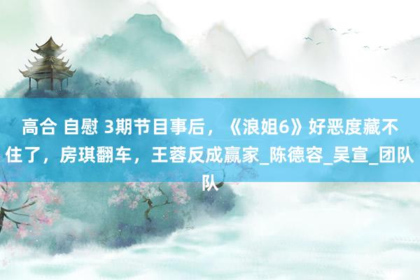 高合 自慰 3期节目事后，《浪姐6》好恶度藏不住了，房琪翻车，王蓉反成赢家_陈德容_吴宣_团队