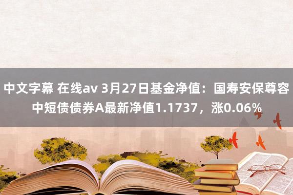 中文字幕 在线av 3月27日基金净值：国寿安保尊容中短债债券A最新净值1.1737，涨0.06%