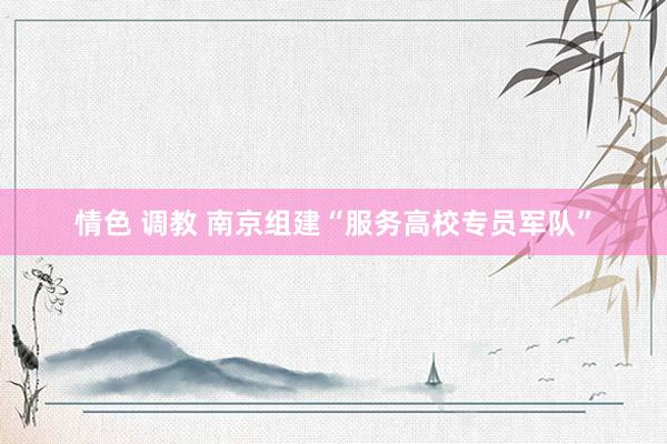 情色 调教 南京组建“服务高校专员军队”