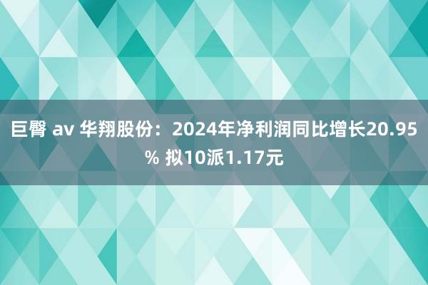 巨臀 av 华翔股份：2024年净利润同比增长20.95% 拟10派1.17元