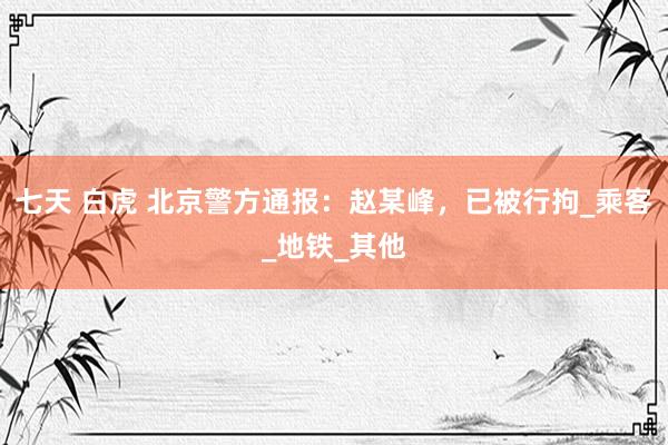 七天 白虎 北京警方通报：赵某峰，已被行拘_乘客_地铁_其他