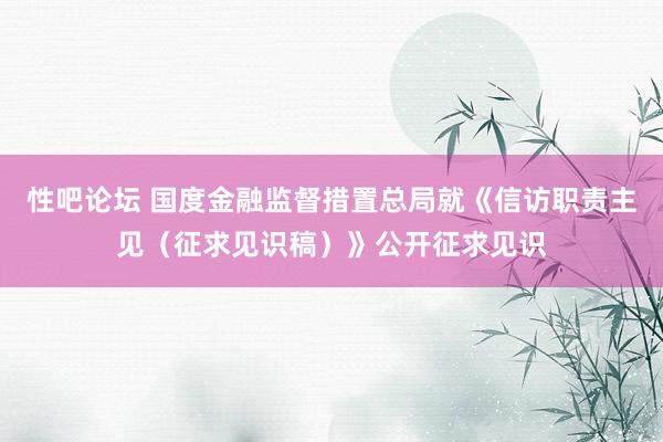 性吧论坛 国度金融监督措置总局就《信访职责主见（征求见识稿）》公开征求见识