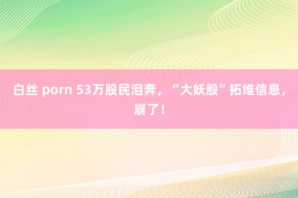 白丝 porn 53万股民泪奔，“大妖股”拓维信息，崩了！