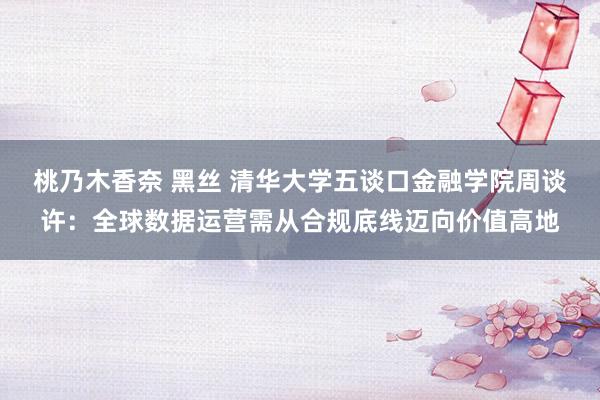 桃乃木香奈 黑丝 清华大学五谈口金融学院周谈许：全球数据运营需从合规底线迈向价值高地