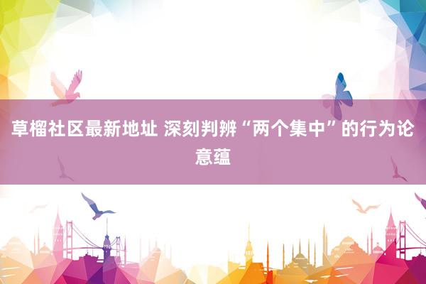 草榴社区最新地址 深刻判辨“两个集中”的行为论意蕴