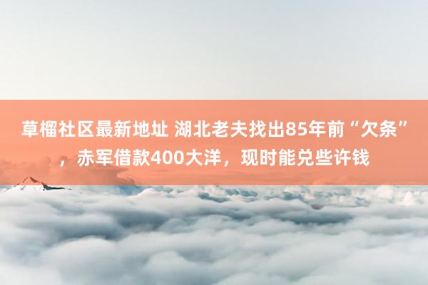 草榴社区最新地址 湖北老夫找出85年前“欠条”，赤军借款400大洋，现时能兑些许钱