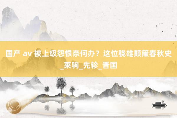 国产 av 被上级怨恨奈何办？这位骁雄颠簸春秋史_莱驹_先轸_晋国