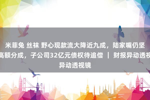 米菲兔 丝袜 野心现款流大降近九成，陆家嘴仍坚捏高额分成，子公司32亿元债权待追偿 ｜ 财报异动透视镜
