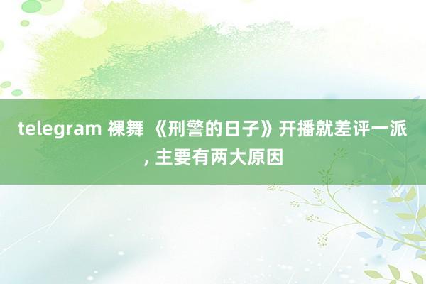 telegram 裸舞 《刑警的日子》开播就差评一派, 主要有两大原因