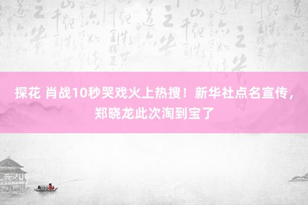 探花 肖战10秒哭戏火上热搜！新华社点名宣传，郑晓龙此次淘到宝了