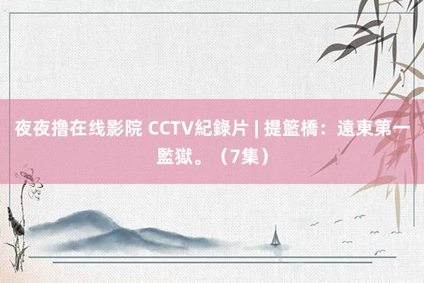 夜夜撸在线影院 CCTV紀錄片 | 提籃橋：遠東第一監獄。（7集）